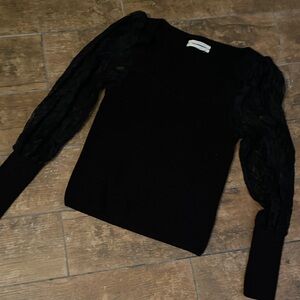 Anthropologie Black Sweater. Lace sleeves. Size small. Great condition.
